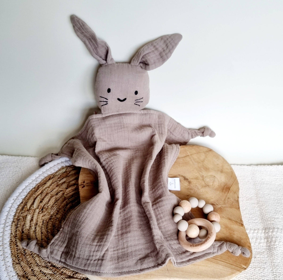 Rabbit comfort blanket in sand — view 2