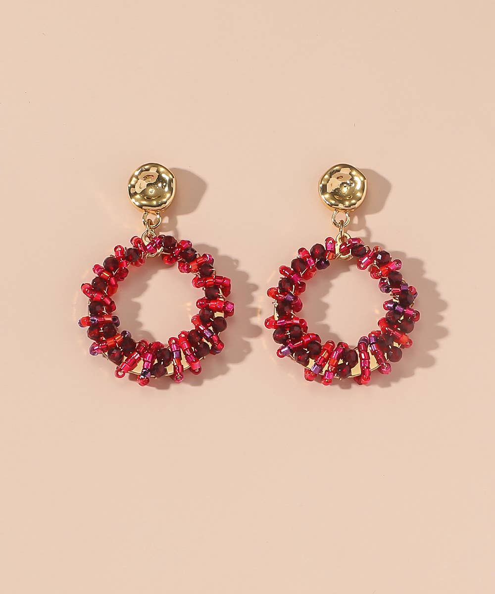 Red stud earrings — view 2
