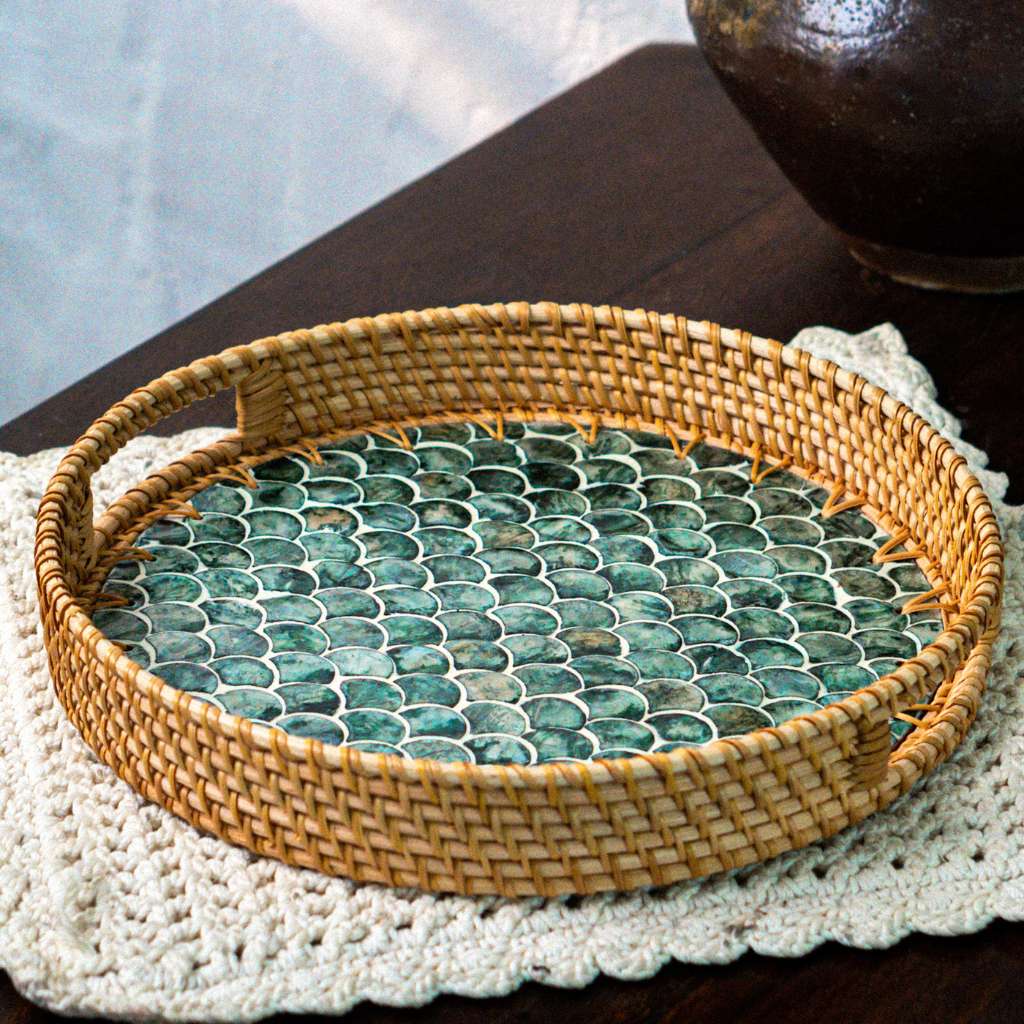Rattan serving tray — view 4