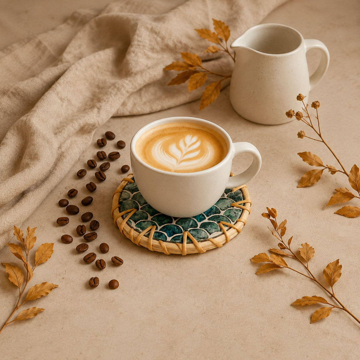 Natural round drinks coasters — view 3