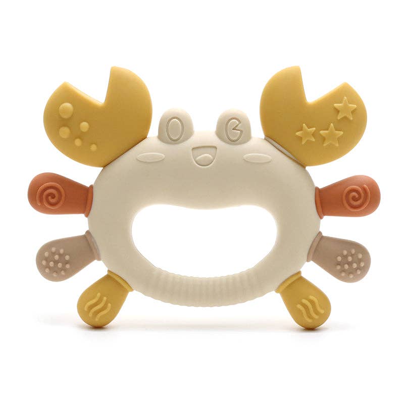 Crab silicone teething ring in beige