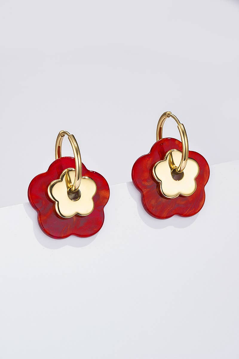 Stainless steel earrings in red
