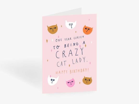Cat lady greeting card