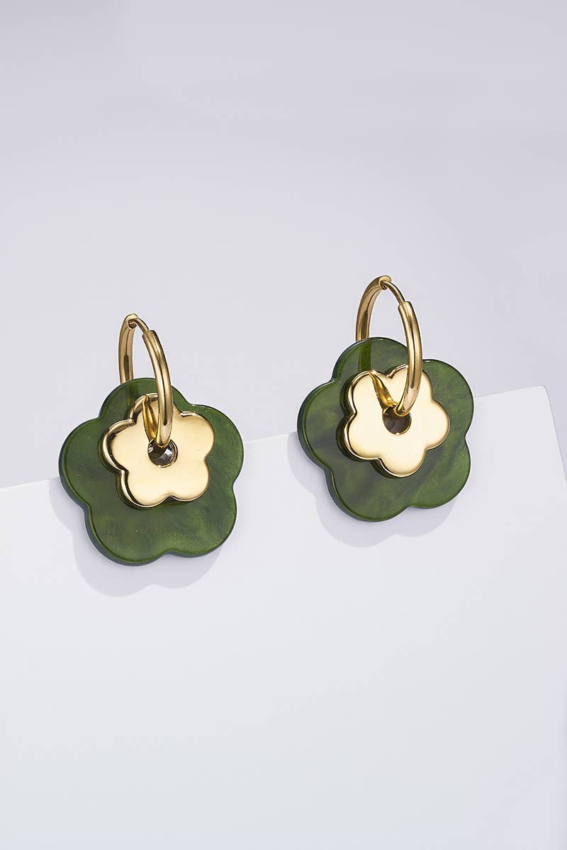 Stainless steel earrings in green
