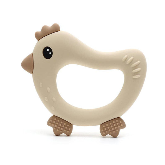 Chick silicone teething ring in beige