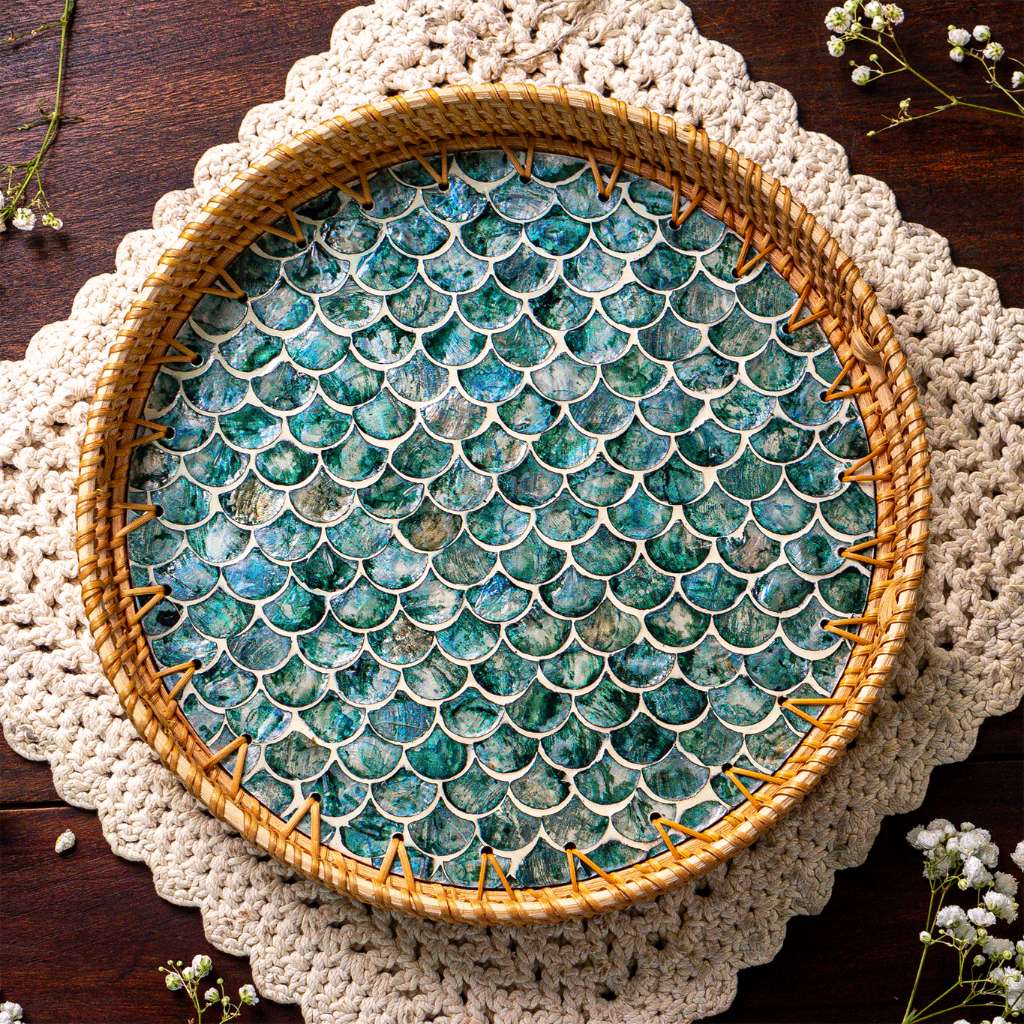 Rattan serving tray — view 2