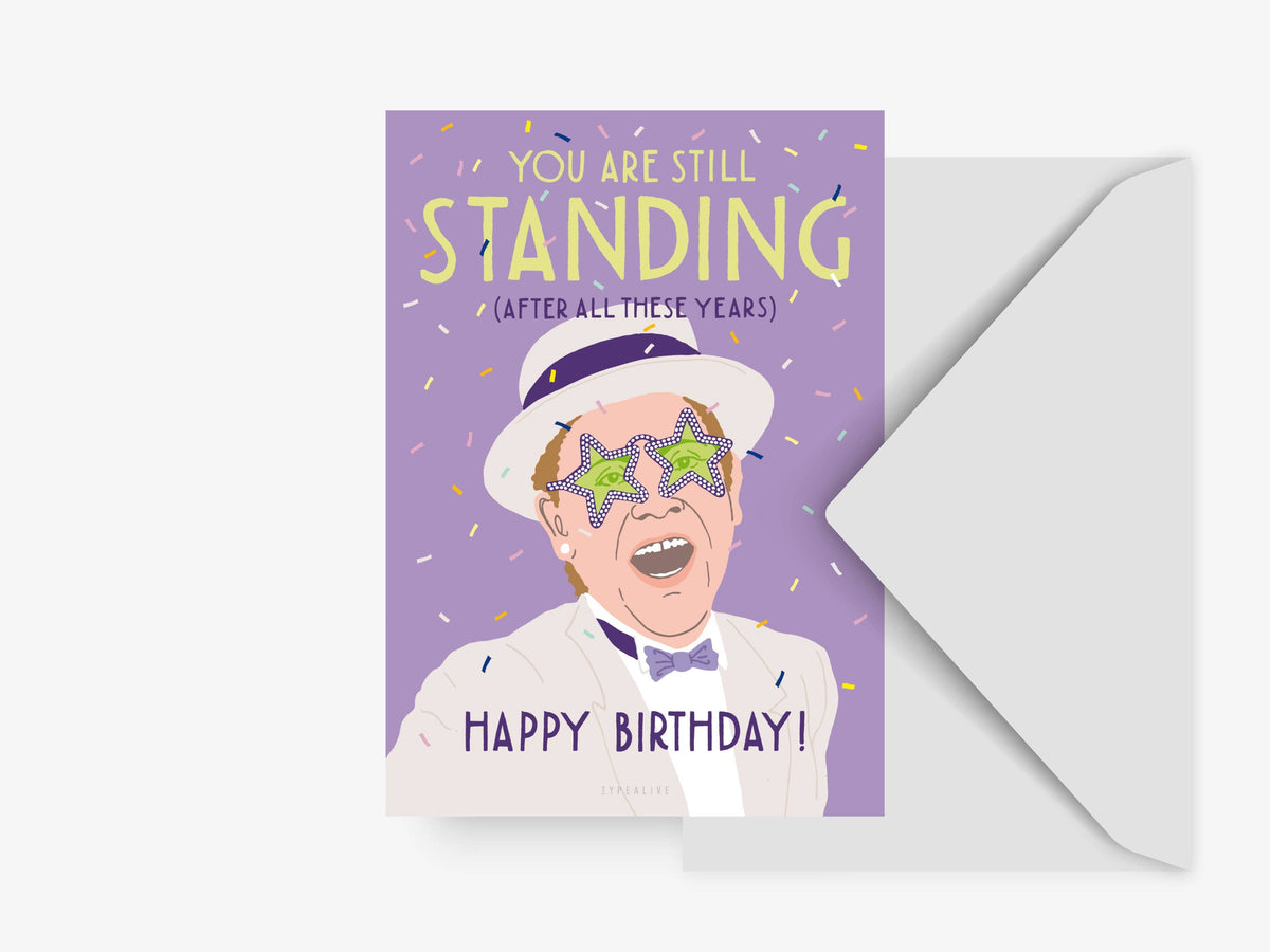 Still Standing birthday postcard