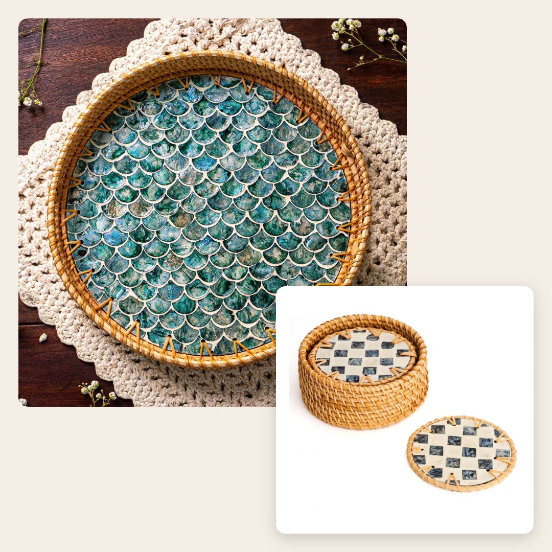 Cascade tray with Drift coasters